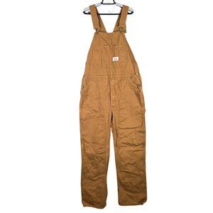 Mens Round House Brown Duck Canvas Overalls Heavy-Duty Adjustable Straps Size 36
